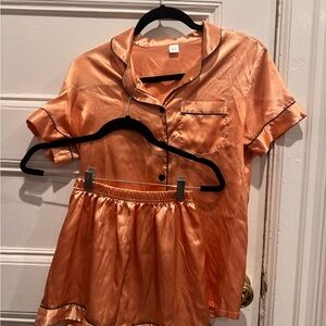 Amazon Women's Satin Pajama Set - Orange